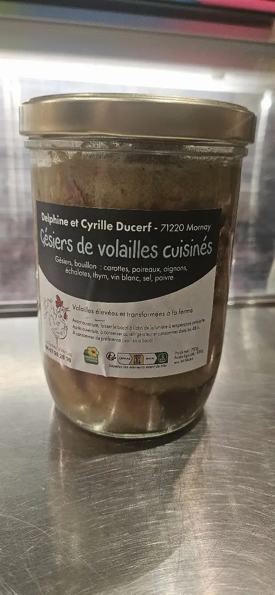 Gésiers cuisinés poids net 750gr poids égoutté 400gr
